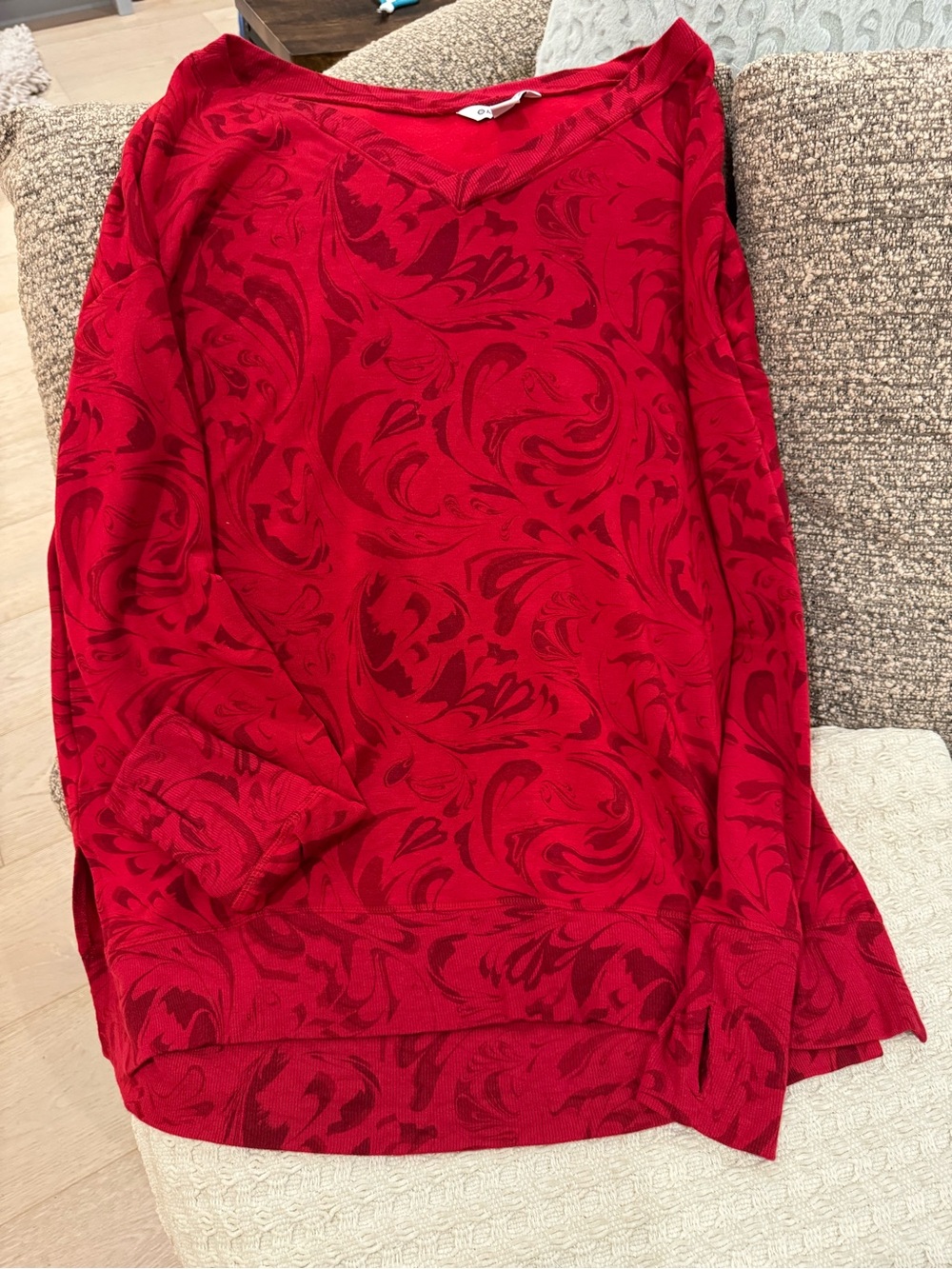 Athleta Red Floral-Print Paisley Top